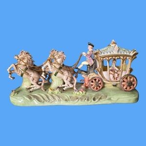 MCM Porcelain Victorian Princess Horse Drawn Royal Cinderella Carriage Japan
